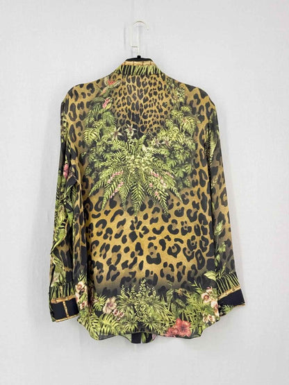 Pre - loved BALMAIN Brown & Yellow Leopard Print Size US 0 Shirt at Reems Closet