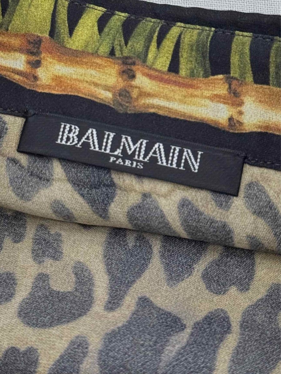 Pre - loved BALMAIN Brown & Yellow Leopard Print Size US 0 Shirt at Reems Closet