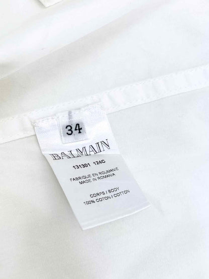 Pre - loved BALMAIN Cutout Sleeve White Shirt at Reems Closet