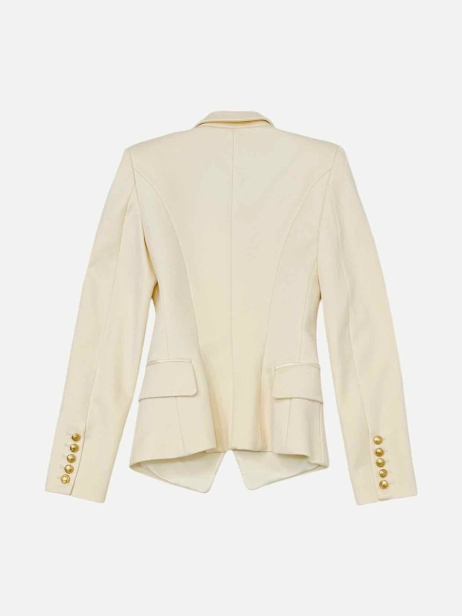 Pre - loved BALMAIN Double Breasted Cream Button Accent Jacket at Reems Closet