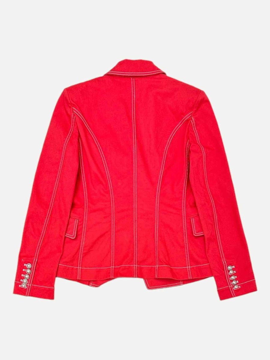 Pre - loved BALMAIN Double Breasted Red Button Accent Jacket at Reems Closet