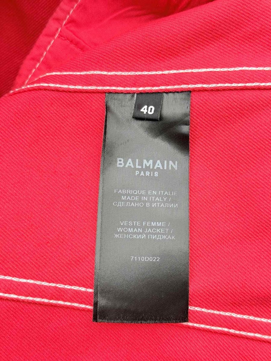 Pre-loved BALMAIN Double Breasted Red Size US 4 Jacket at Reems Closet