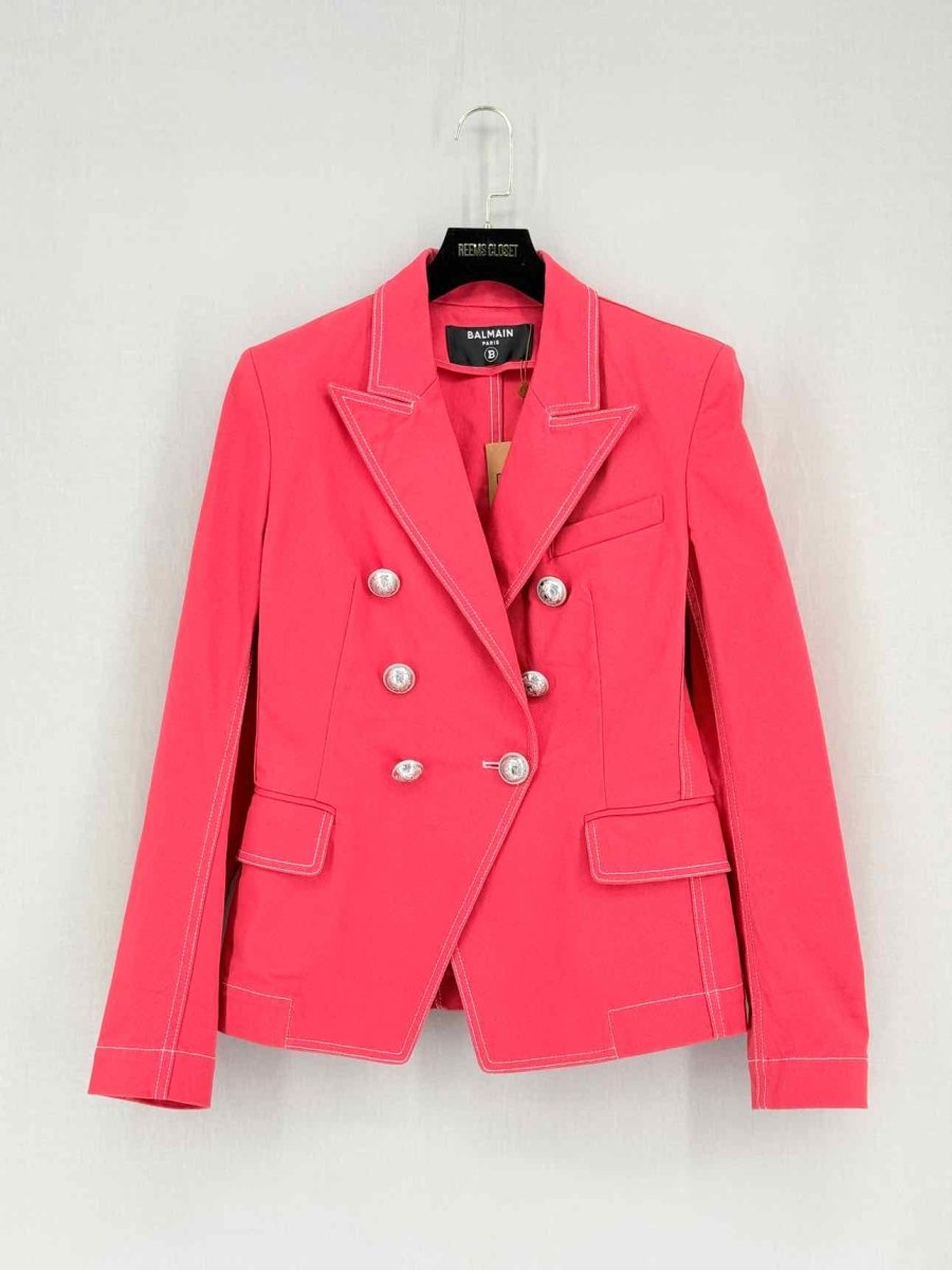 Pre-loved BALMAIN Double Breasted Red Size US 4 Jacket at Reems Closet