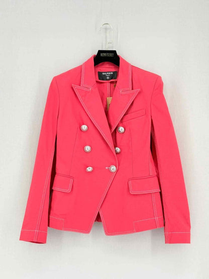Pre-loved BALMAIN Double Breasted Red Size US 4 Jacket at Reems Closet