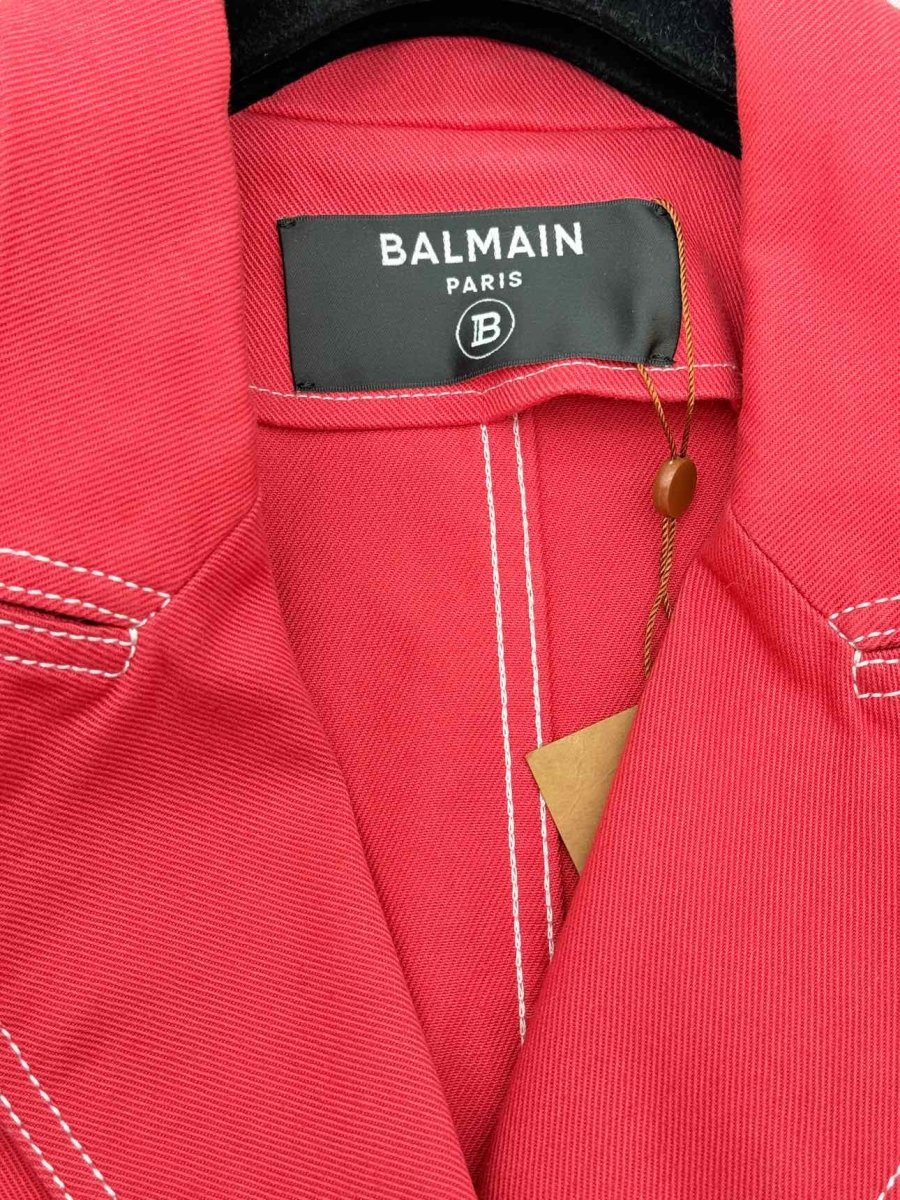 Pre-loved BALMAIN Double Breasted Red Size US 4 Jacket at Reems Closet