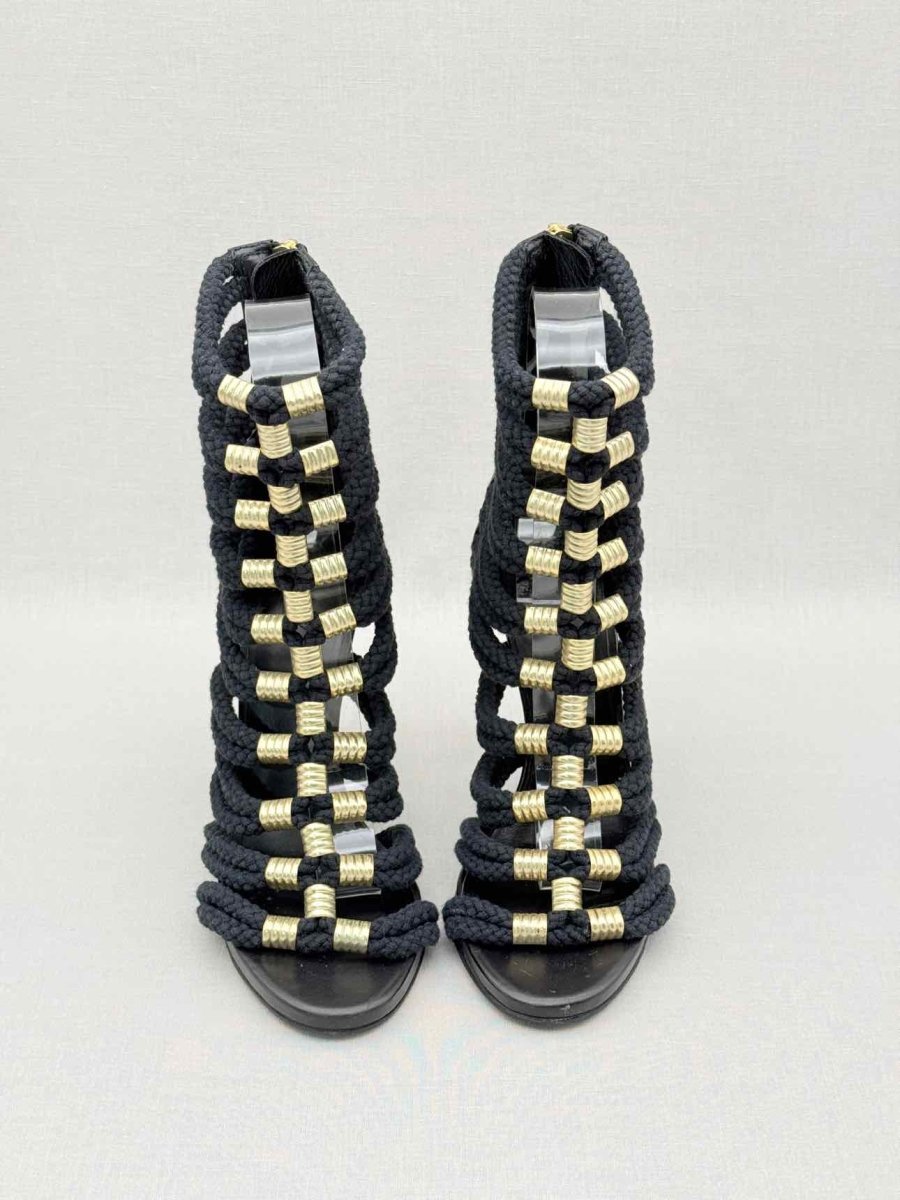 Pre-loved BALMAIN Gladiator Black Rope Size EU 37 Heeled Sandals at Reems Closet