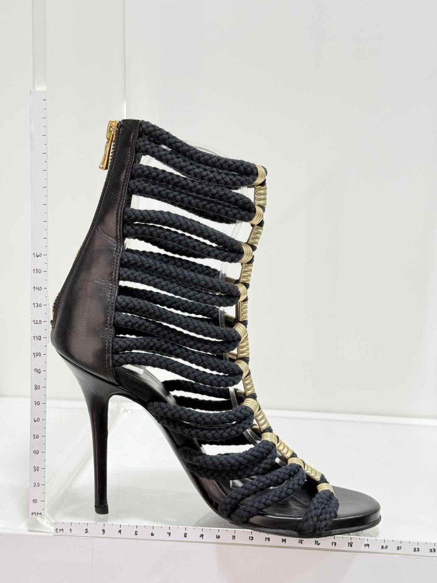 Pre-loved BALMAIN Gladiator Black Rope Size EU 37 Heeled Sandals at Reems Closet