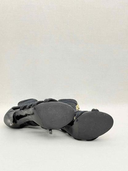 Pre-loved BALMAIN Gladiator Black Rope Size EU 37 Heeled Sandals at Reems Closet