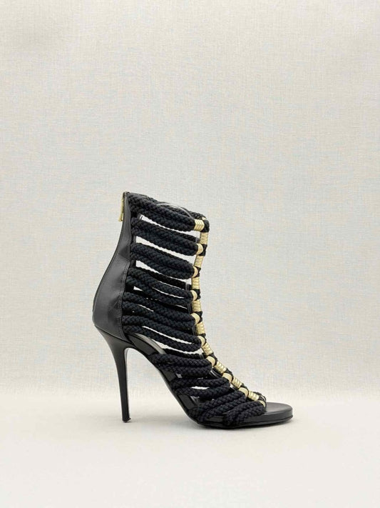 Pre-loved BALMAIN Gladiator Black Rope Size EU 37 Heeled Sandals at Reems Closet