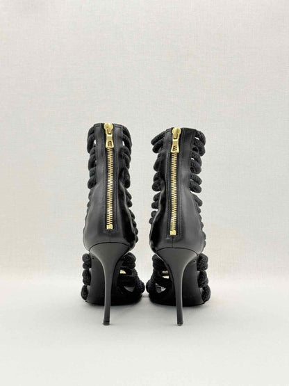 Pre-loved BALMAIN Gladiator Black Rope Size EU 37 Heeled Sandals at Reems Closet