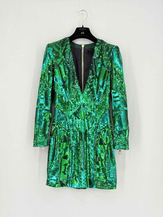 Pre - loved BALMAIN Green Size US 2 Short Dress at Reems Closet