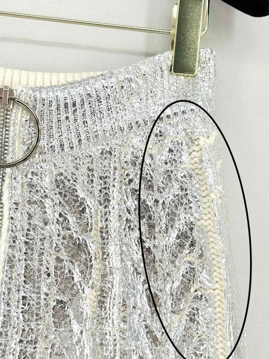 Pre - loved BALMAIN Metallic Silver Size US 2 Midi Skirt at Reems Closet