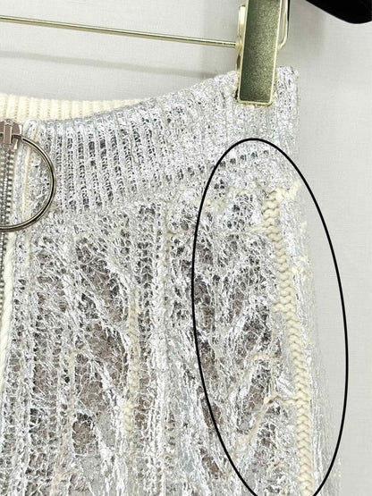 Pre - loved BALMAIN Metallic Silver Size US 2 Midi Skirt at Reems Closet