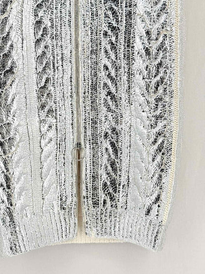 Pre - loved BALMAIN Metallic Silver Size US 2 Midi Skirt at Reems Closet