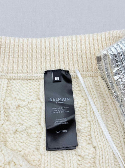 Pre - loved BALMAIN Metallic Silver Size US 2 Midi Skirt at Reems Closet