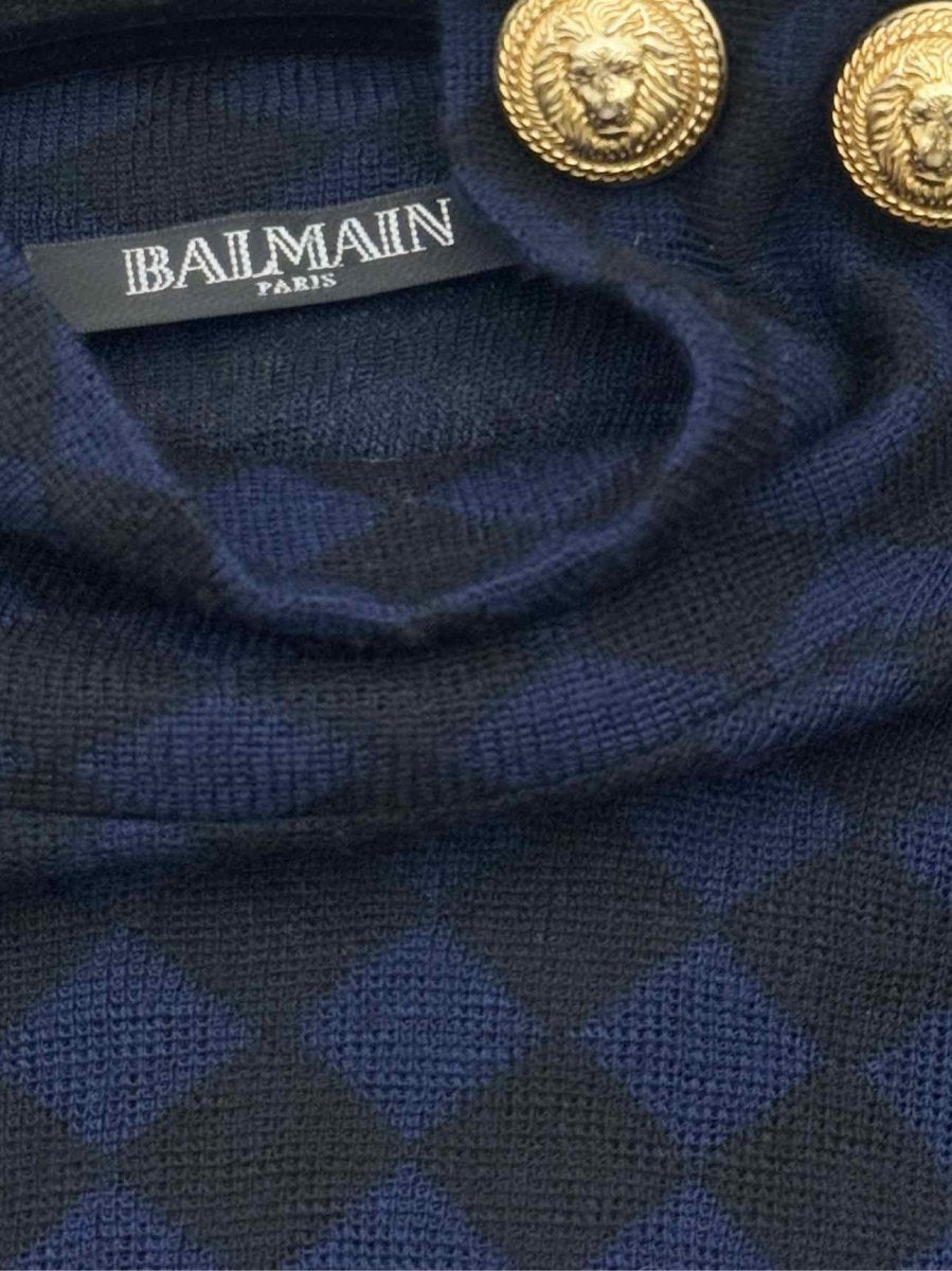 Pre - loved BALMAIN Navy Blue & Black Size US 2 Top at Reems Closet