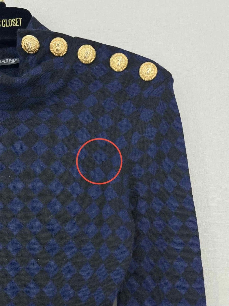 Pre - loved BALMAIN Navy Blue & Black Size US 2 Top at Reems Closet