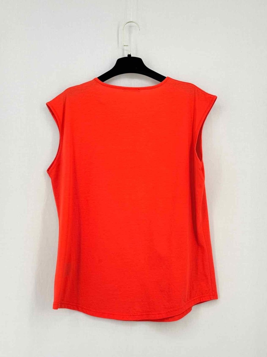Pre - loved BALMAIN Orange Logo Print Size Large Top at Reems Closet