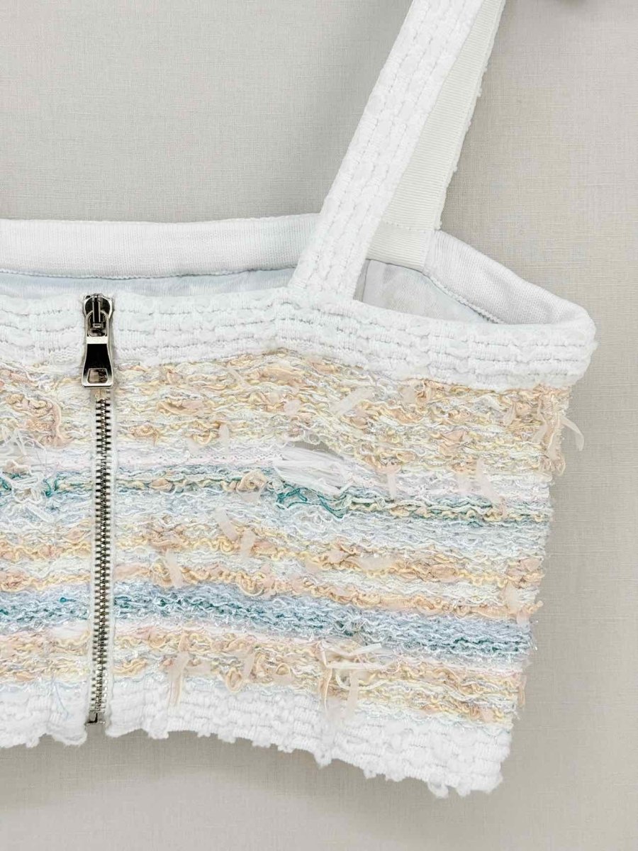 Pre - loved BALMAIN White Multicolor Size US 2 Top at Reems Closet