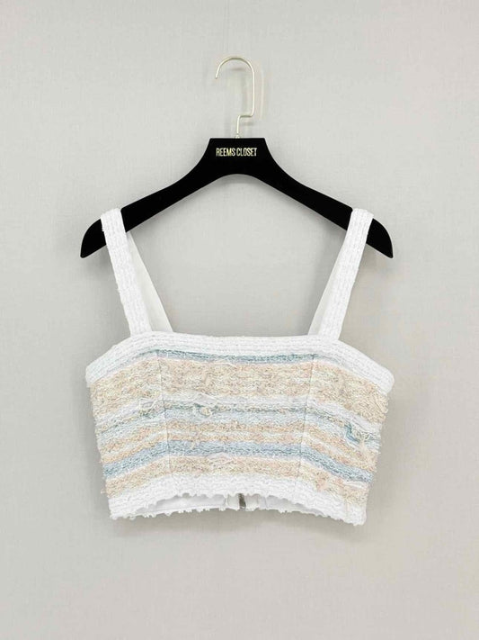 Pre - loved BALMAIN White Multicolor Size US 2 Top at Reems Closet