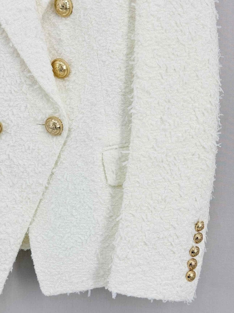 Pre - loved BALMAIN White Tweed Size US 2 Jacket at Reems Closet