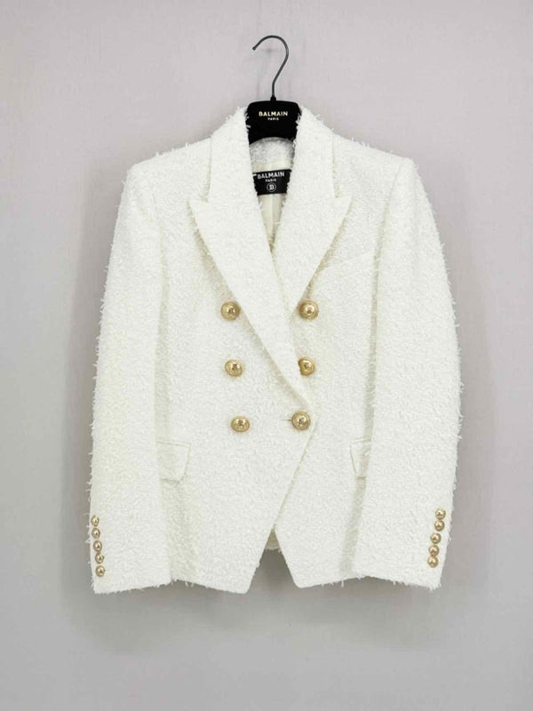 Pre - loved BALMAIN White Tweed Size US 2 Jacket at Reems Closet