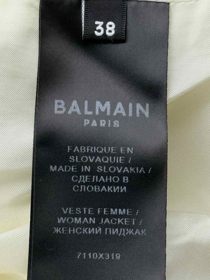 Pre - loved BALMAIN White Tweed Size US 2 Jacket at Reems Closet