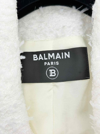 Pre - loved BALMAIN White Tweed Size US 2 Jacket at Reems Closet