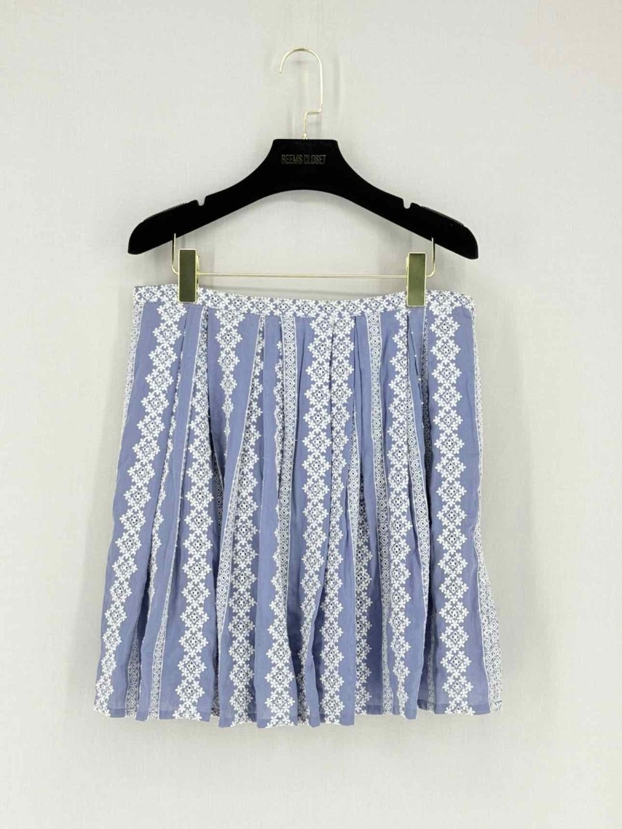 Pre - loved BAND OF OUTSIDERS Blue w/ White Size Large Mini Skirt at Reems Closet
