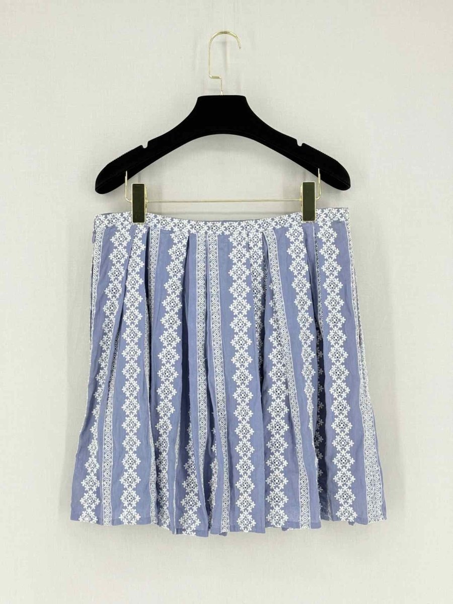 Pre - loved BAND OF OUTSIDERS Blue w/ White Size Large Mini Skirt at Reems Closet