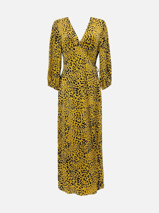 Pre - loved BANDED TOGETHER Yellow & Black Animal Print Midi Dress at Reems Closet