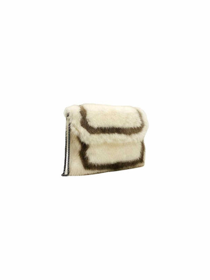 Pre - loved BARABOUX Envelope White & Mocha Clutch at Reems Closet