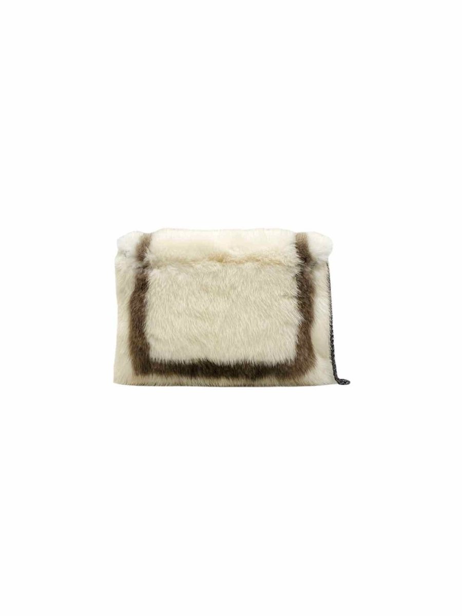 Pre - loved BARABOUX Envelope White & Mocha Clutch at Reems Closet