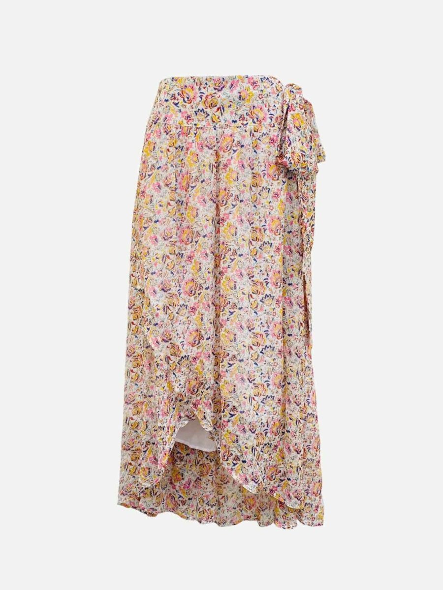 Pre - loved BA&SH Asym Wrap White Multicolor Midi Skirt US10 at Reems Closet