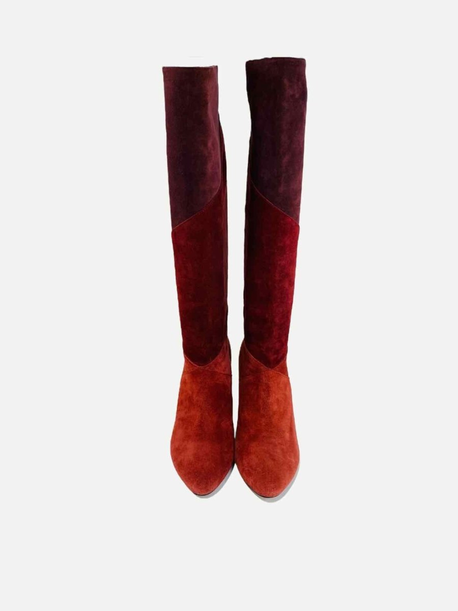 Pre - loved BA&SH Clody Burgundy & Red Knee High Boots 38 at Reems Closet