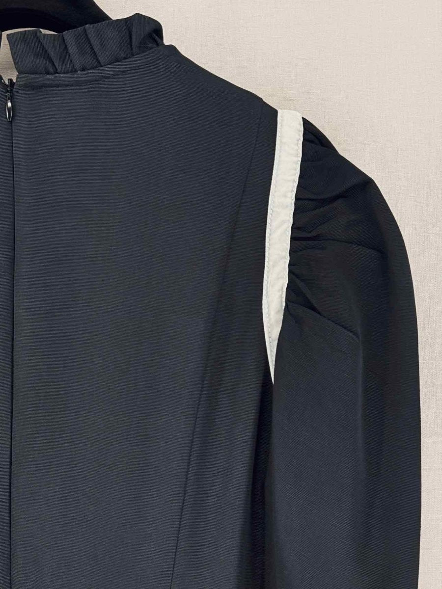 Pre - loved BATSHEVA Black Frilled Size US 6 Midi Dress at Reems Closet