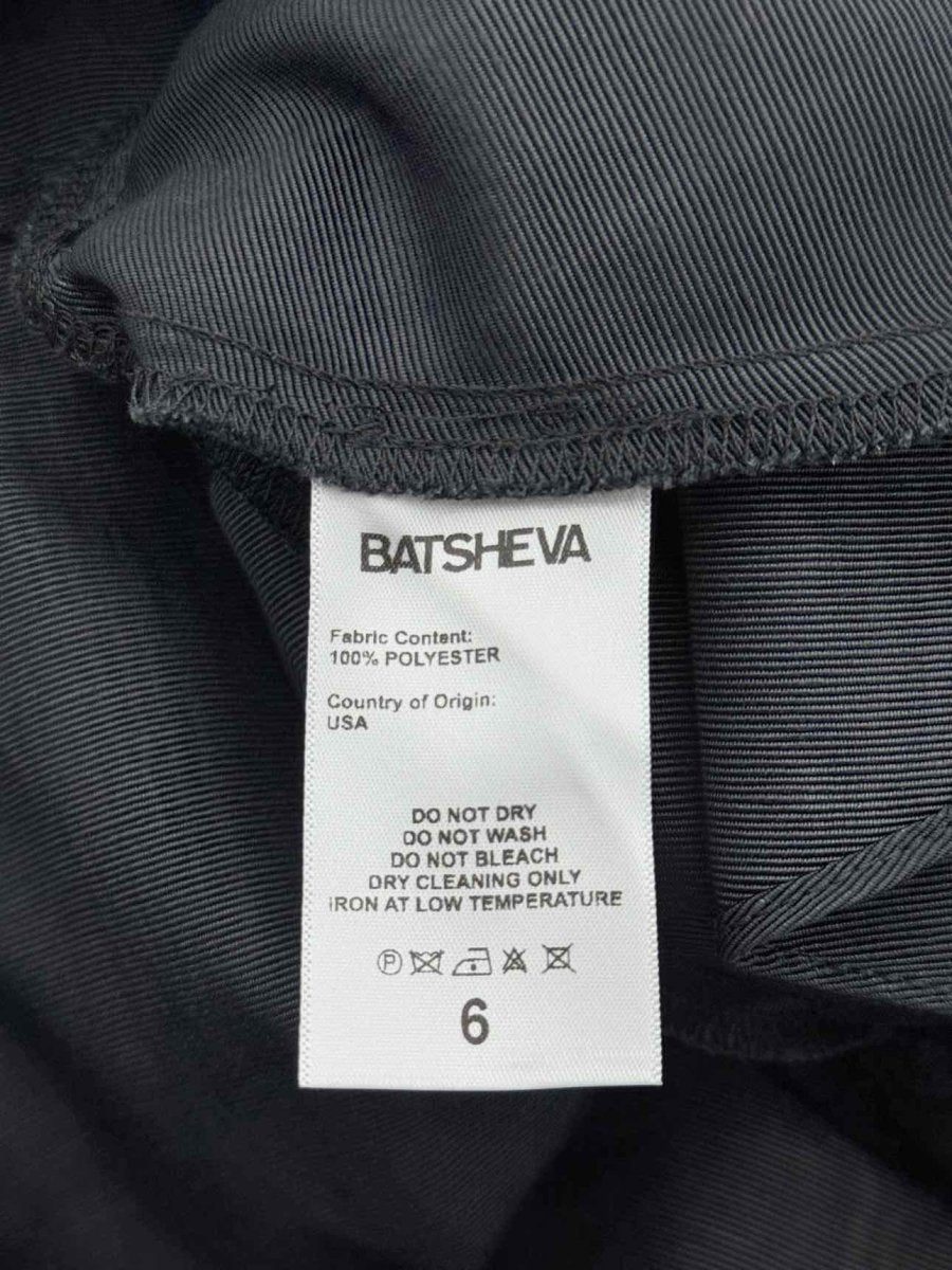 Pre - loved BATSHEVA Black Frilled Size US 6 Midi Dress at Reems Closet