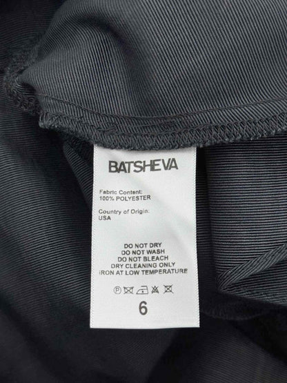 Pre - loved BATSHEVA Black Frilled Size US 6 Midi Dress at Reems Closet