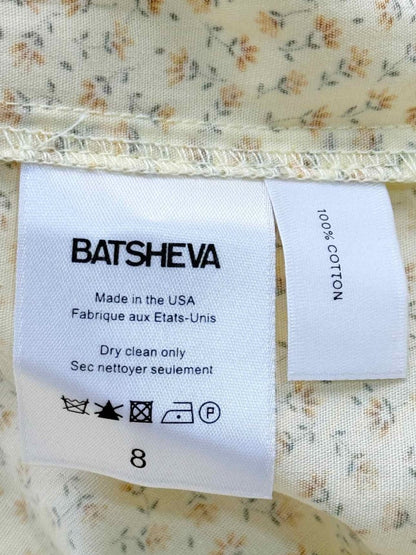 Pre - loved BATSHEVA Yellow Printed Size Small Midi Dress at Reems Closet