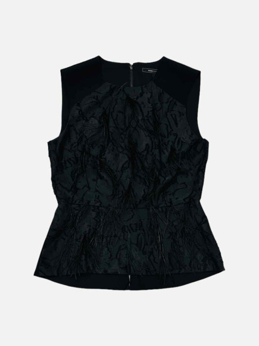 Pre-loved BCBG MAXAZRIA Cailin Black Feather Effect Top from Reems Closet