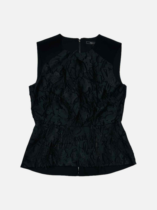 Pre - loved BCBG MAXAZRIA Cailin Black Feather Effect Top at Reems Closet