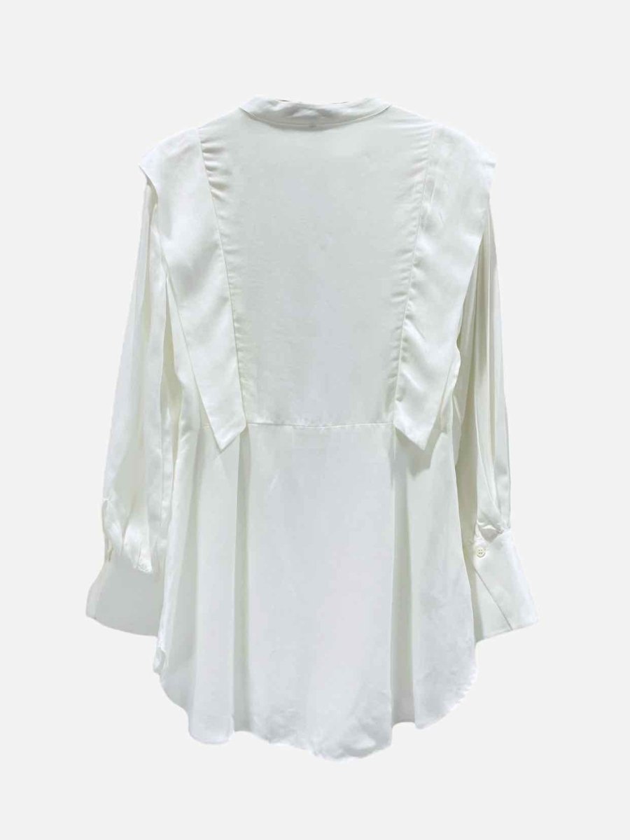 Pre - loved BCBG MAXAZRIA Collarless White Shirt at Reems Closet