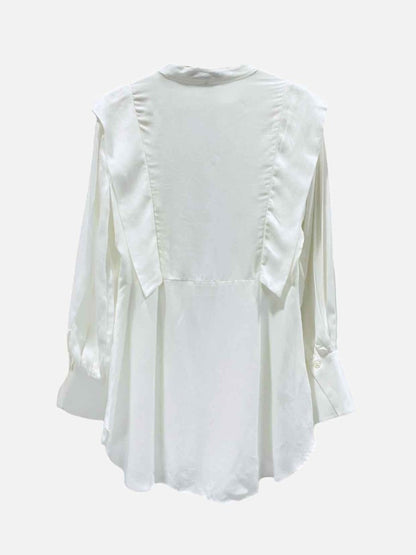 Pre - loved BCBG MAXAZRIA Collarless White Shirt at Reems Closet