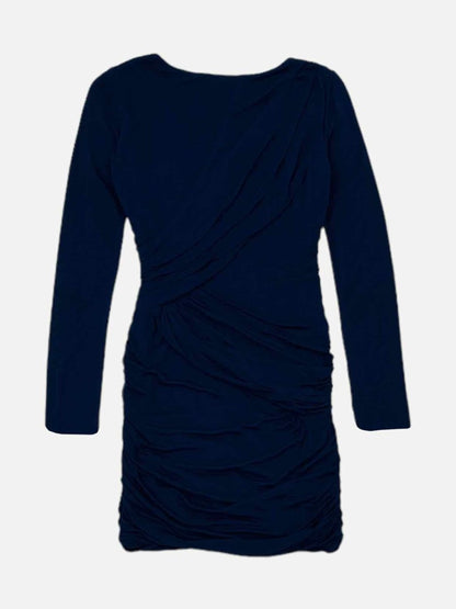 Pre-loved BCBG MAXAZRIA Ruched Navy Blue Knee Length Dress from Reems Closet