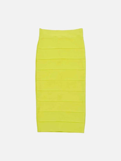 Pre - loved BCBG MAXAZRIA Bodycon Yellow Knee Length Skirt at Reems Closet