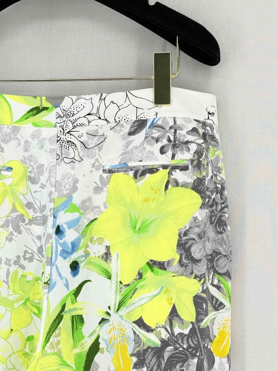Pre - loved BCBG White Multicolor Floral Size Medium Pants at Reems Closet
