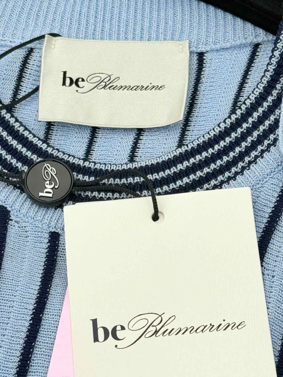 Pre - loved BE BLUMARINE Blue Striped Size US 4 Knee Length Dress at Reems Closet