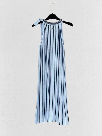 Pre - loved BE BLUMARINE Blue Striped Size US 4 Knee Length Dress at Reems Closet