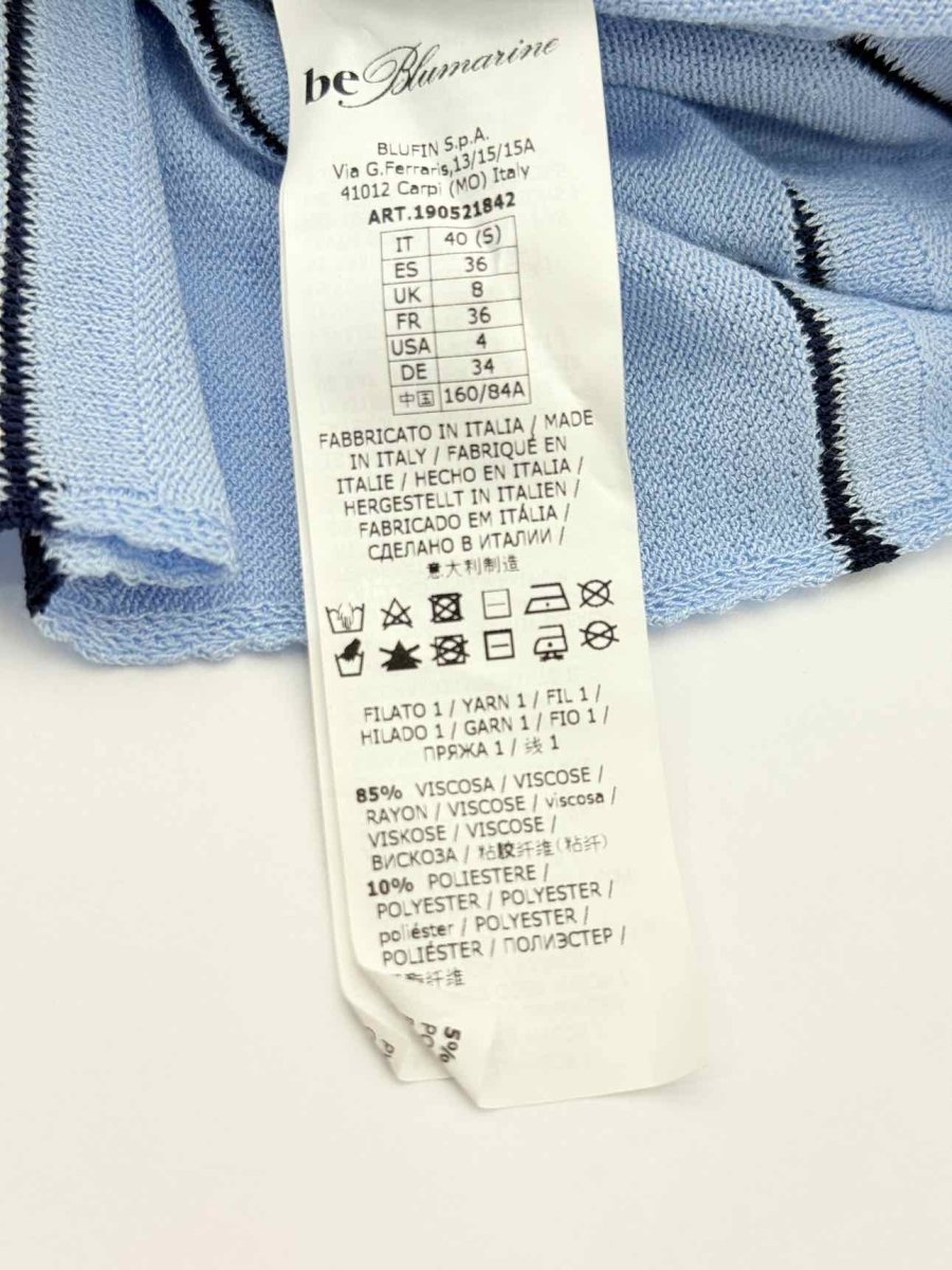 Pre - loved BE BLUMARINE Blue Striped Size US 4 Knee Length Dress at Reems Closet