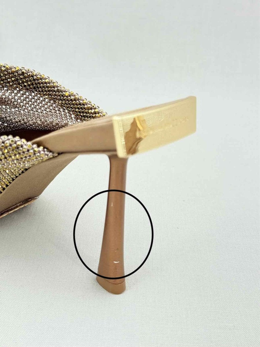 Pre - loved BENEDETTA BRUZZICHES Goliarda Gold Size EU 40 Mules at Reems Closet